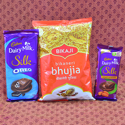 Delicious 2 Cadbury Dairy Milk Silk with Peppery Bikaji Bikaneri Bhujia