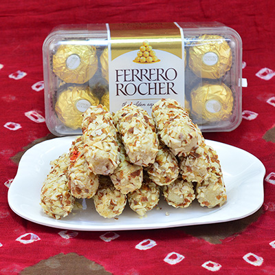 Delicious Kaju Butterscotch Roll with Luscious Ferrero Rocher