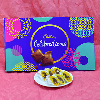 Palatable Kaju Rajbahar with Finger-licking Cadbury Celebrations Hamper