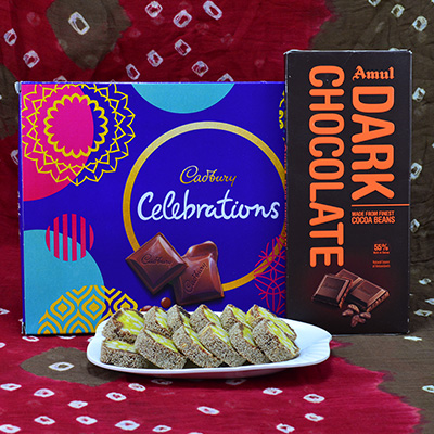 Savory Anjeer Chakra with Finger Licking Cadbury Celebrations with Amul Dark Chocolates Hamper