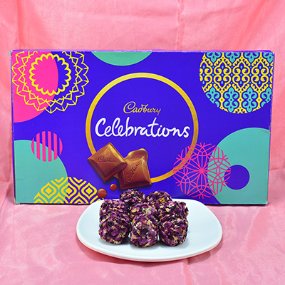 Luscious Cadbury Celebrations with Savory Kaju Rose Laddu Hamper