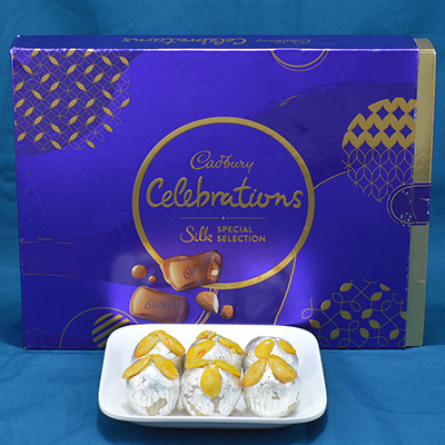 Mouthwatering Kaju Badam Laddu with Luscious Cadbury Celebrations Hamper