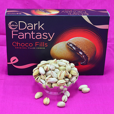Condimental Dark Fantasy Choco Fills Cookie with tasteful Pista Dry Fruits Hamper