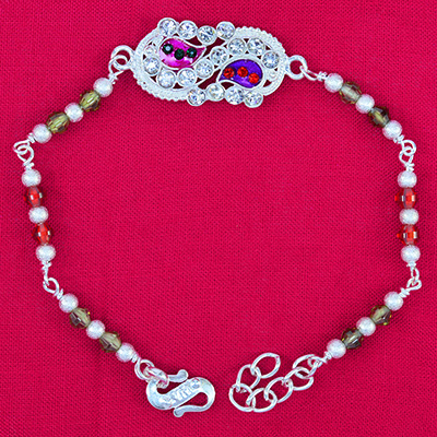 Awesome Traditional Beads Pure 70% Silver Rakhi