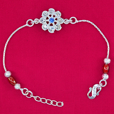 Stunning Floral Design Beads Pure 70% Silver Rakhi