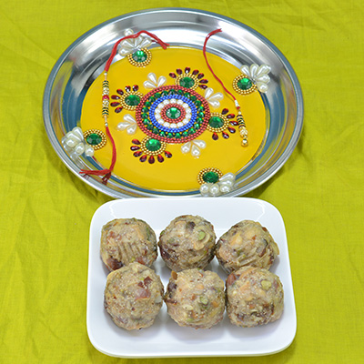 Delicious Kaju Dry Fruit Laddu with Awesome Crafted Pooja Thali