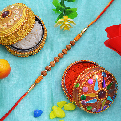 Rare and Unique Awesome Sandalwood Rakhi with Beautiful Tiny Pearls
