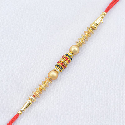 Amazing Multi-color Jewel Thread Rakhi with Attractive White Pearl 