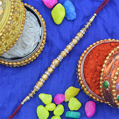 Amazing Multicolor Beads and Diamond Work Rakhi for Bhaiya