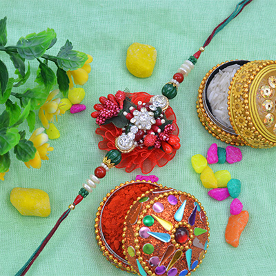 Awesome Zardozi Rakhi with Attractive Colorful Beads