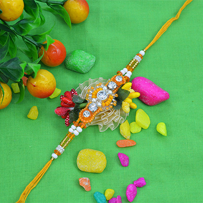 Delectable Attractive Beads work with Zardosi Rakhi
