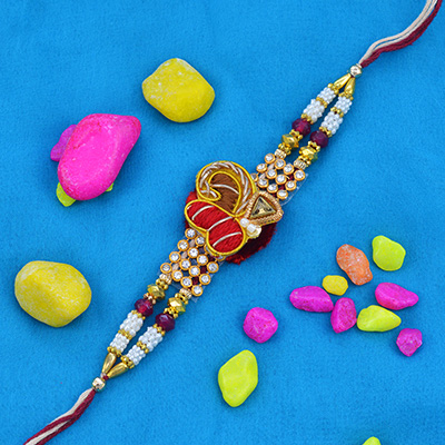 Antique Pearls with Unique Beautiful Zardozi Rakhi